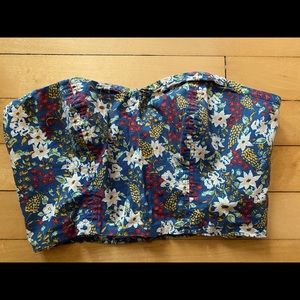 Floral cropped festival top with snap buttons